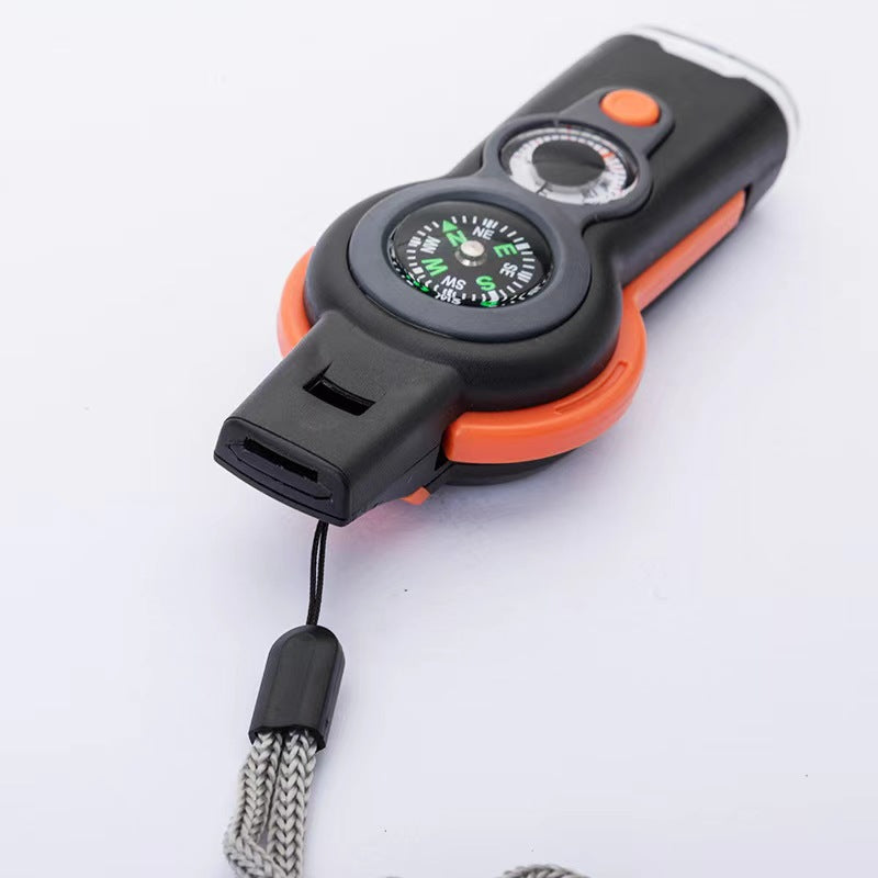 7-in-1 Ultimate Survival Whistle - Multi-Functional Outdoor Safety Tool (Compass, Thermometer, LED Light & More)