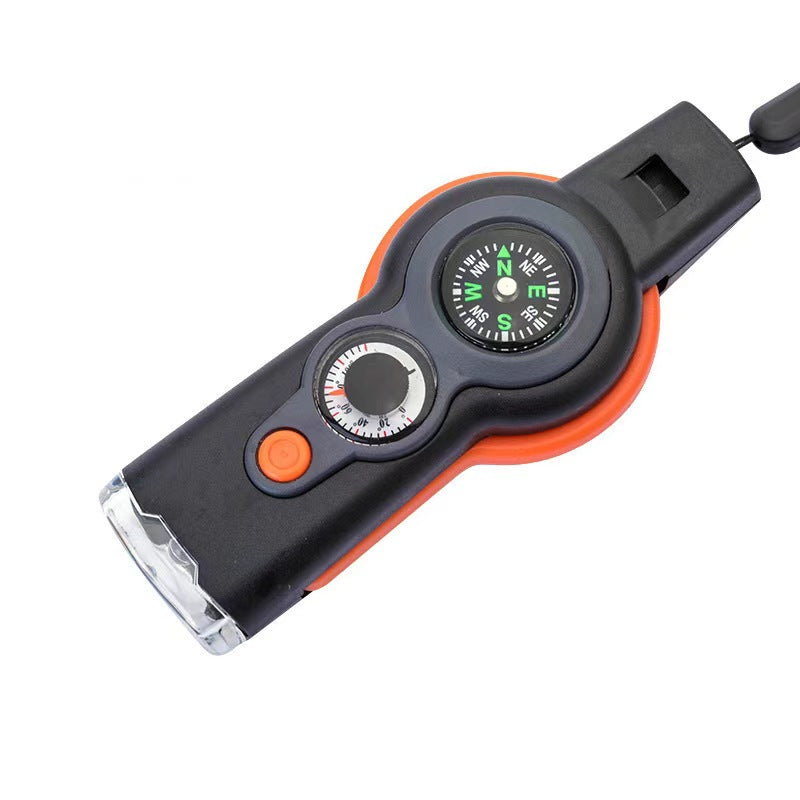 7-in-1 Ultimate Survival Whistle - Multi-Functional Outdoor Safety Tool (Compass, Thermometer, LED Light & More)