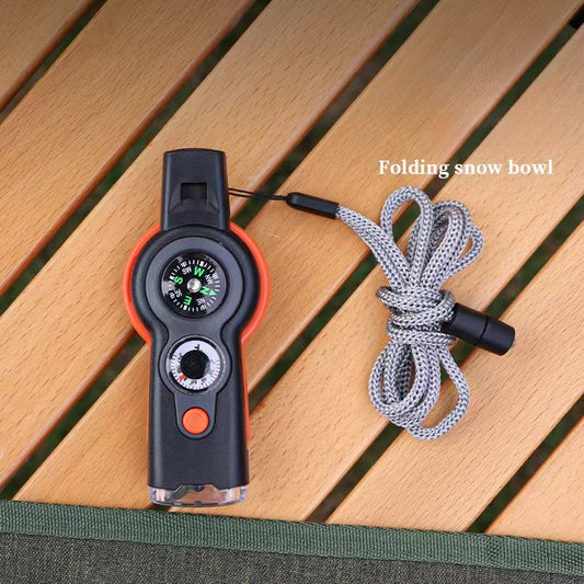 7-in-1 Ultimate Survival Whistle - Multi-Functional Outdoor Safety Tool (Compass, Thermometer, LED Light & More)